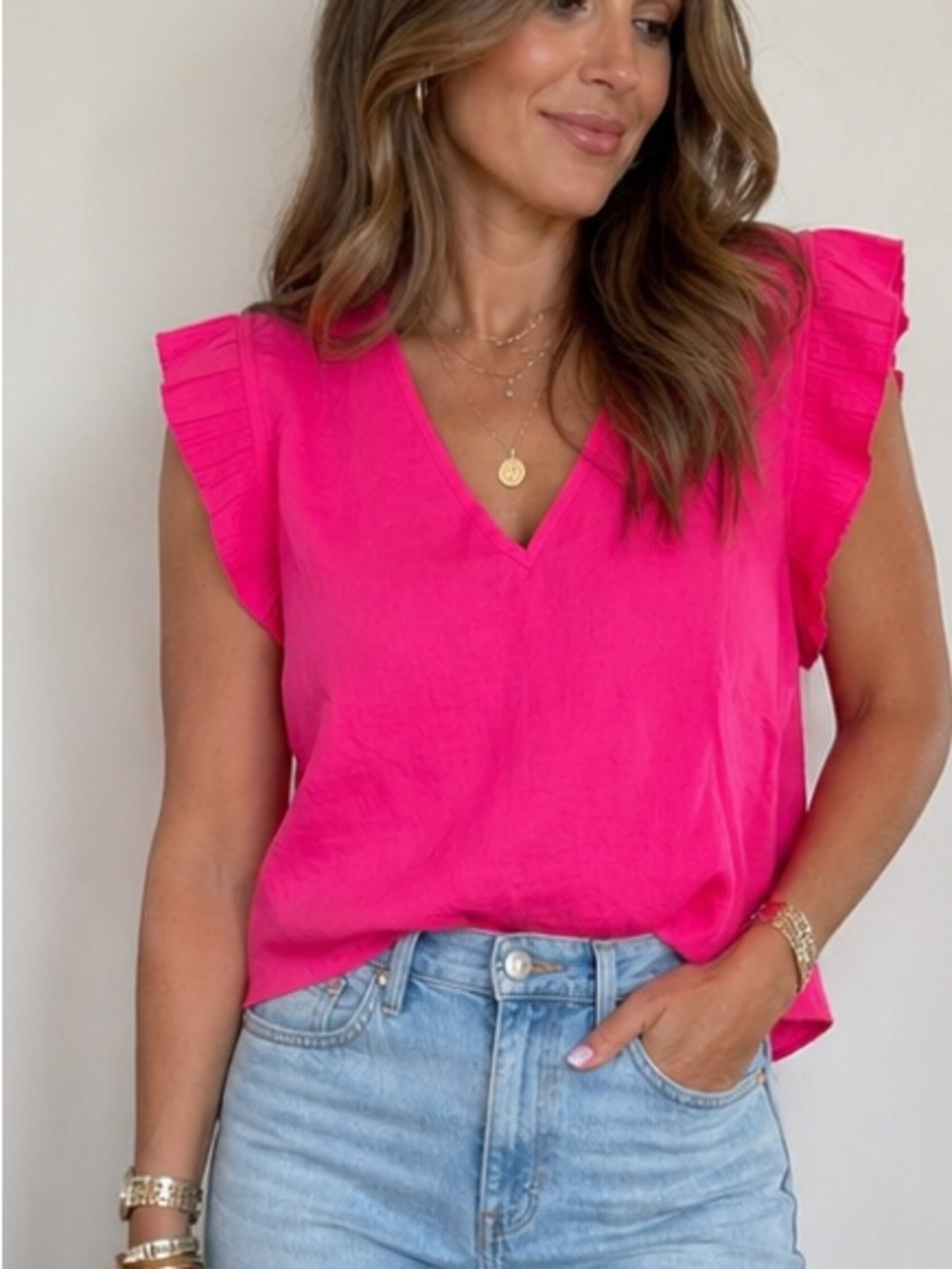 Vince Camuto Pink Ruffled Blouse - Size L